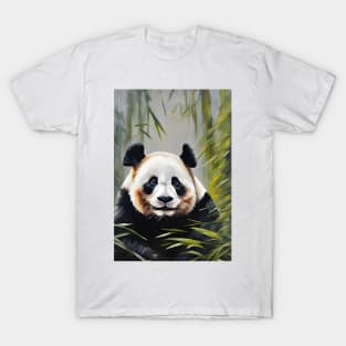 Cute Panda Oil Painting Art T-Shirt